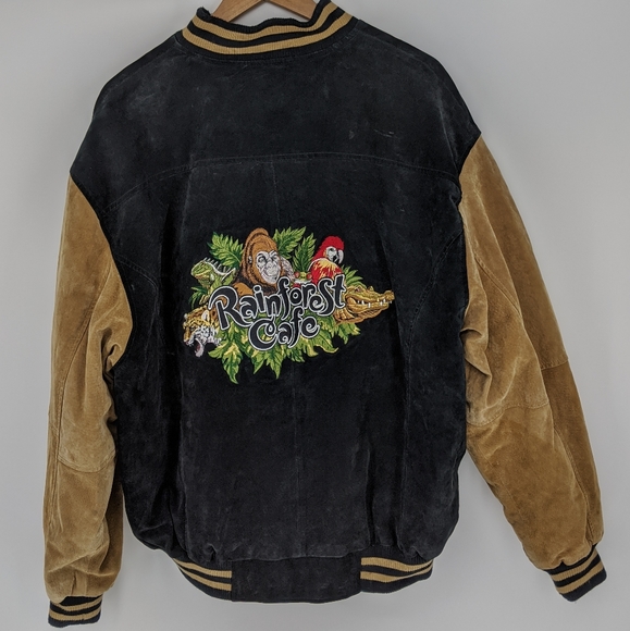 Rainforest Cafe Leather Bomber Jacket 